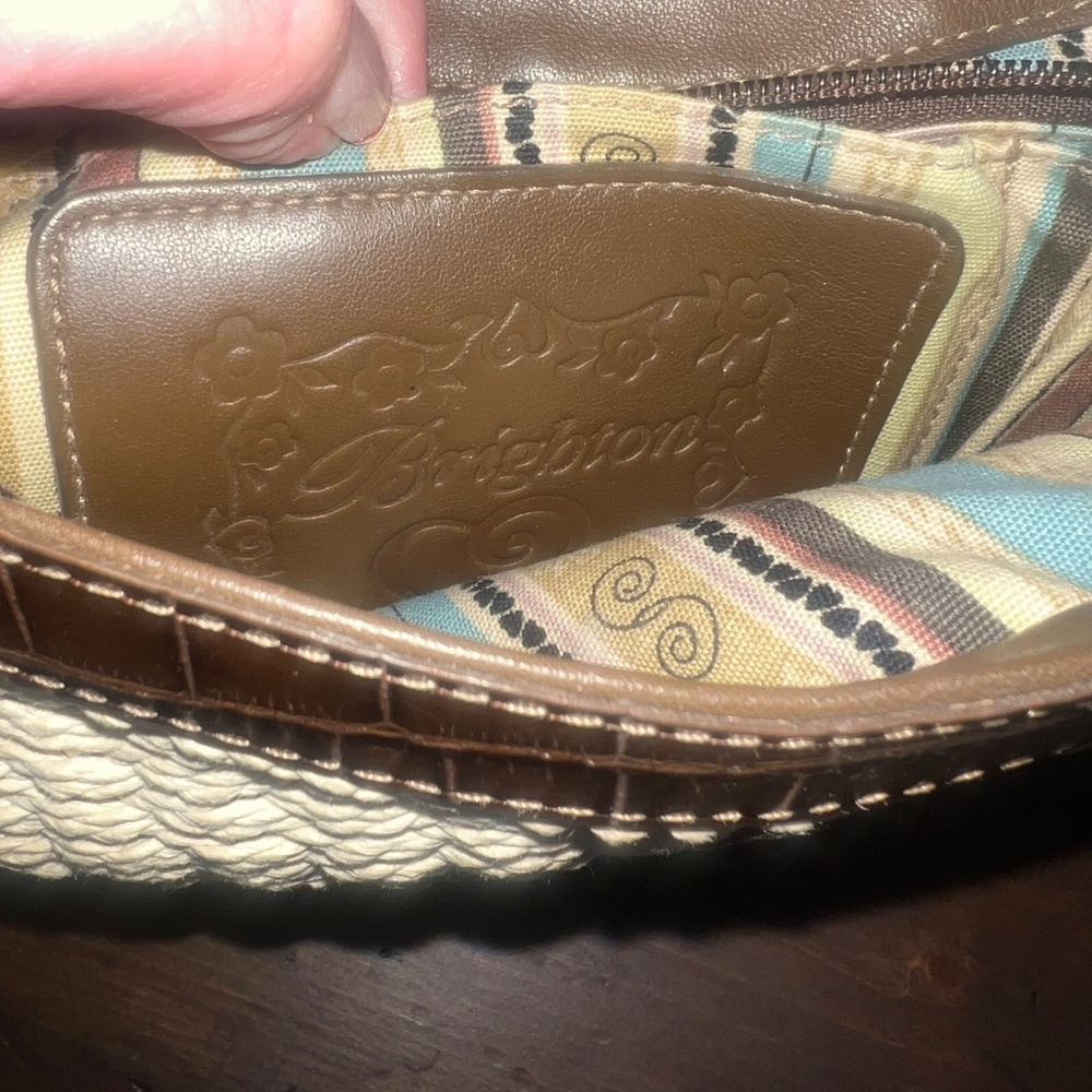 Brighton Cassia Nat Leather 3D Floral Handbag Shoulder Purse Ivory Brown Charms - Picture 11 of 11